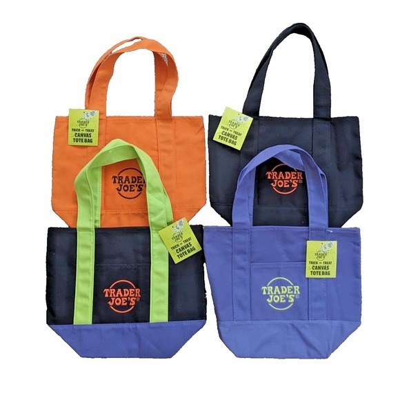 Trader Joe'S Handbags - Trader Joe's Trick-or-Treat Canvas Mini Tote Bags Set of 4 Halloween NWT Limited